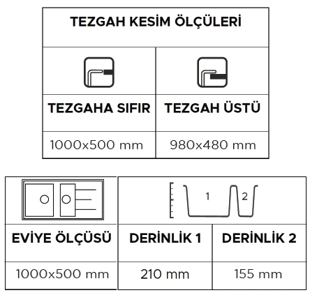 Opal Um-100 Granit Eviye (Graphite Grey) - Resim 3