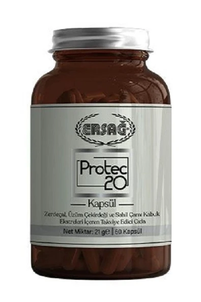Ersağ Protec 20 Kapsül Sahil Çamı Zerdeçal Üzüm Çekirdeği C Vitamini ürün görseli 1