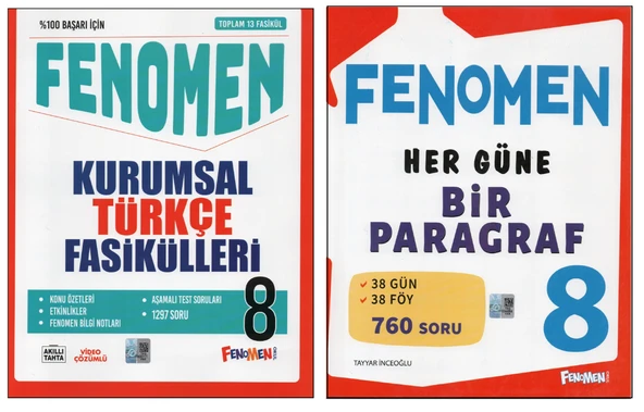 FENOMEN 8.SINIF TÜRKÇE KURUMSAL FASİKÜLLER +FENOMEN HER GÜNE BİR PARAGRAF (2 KİTAP) ürün görseli 1