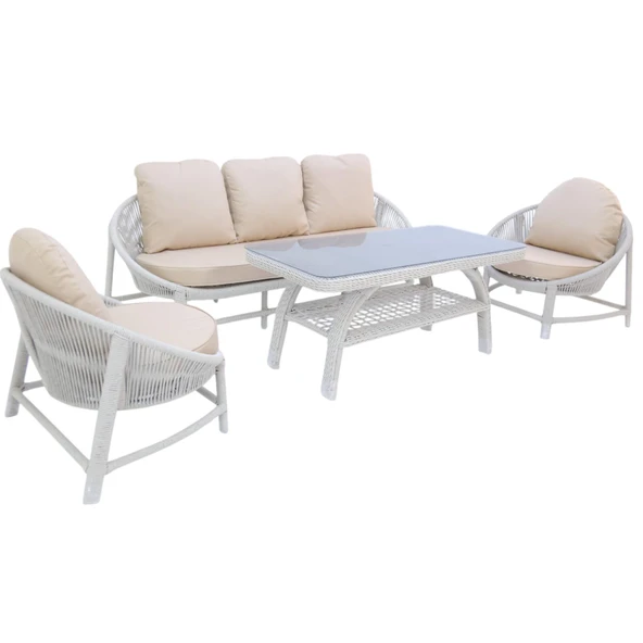 Marise | Üçlü Rattan Bahçe Oturma Grubu | 3+1+1+Sehpalı Bahçe Takımı ürün görseli 1