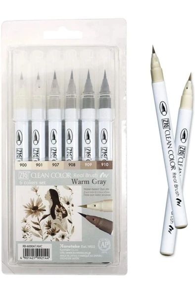 Zig Clean Color Real Brush 6'lı Warm Grey Set ürün görseli 1