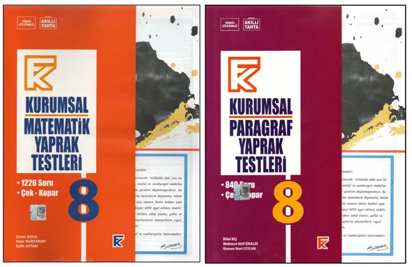 KURMAY 8.SINIF KURUMSAL MATEMATİK YAPRAK TEST +KURMAY PARAGRAF YAPRAK TEST (2 KİTAP) ürün görseli 1
