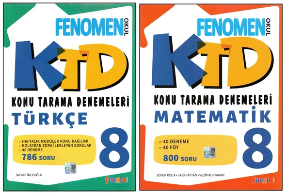 FENOMEN 8.TÜRKÇE KONU TARAMA DENEMELERİ+MATEMATİK KONU TARAMA DENEMELERİ (2 KİTAP) ürün görseli 1