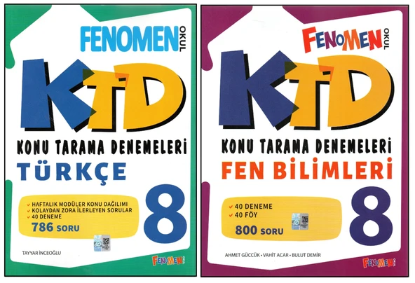 FENOMEN 8.TÜRKÇE KONU TARAMA DENEMELERİ+FEN BİLİMLERİ KONU TARAMA DENEMELERİ (2 KİTAP) ürün görseli 1