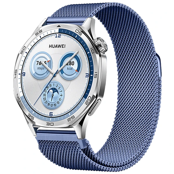 Huawei Watch GT5 46mm Uyumlu Manyetik Milanese Loop Metal Kordon  Lacivert ürün görseli 1