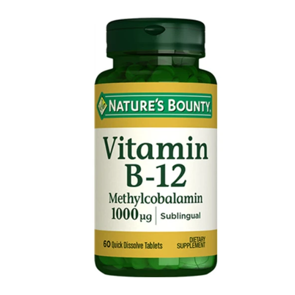 Natures Bounty Vitamin B-12 Methylcobalamin 1000 mcg Takviye Edici Gıda 60 tablet ürün görseli 1