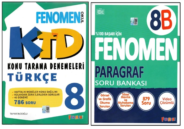 FENOMEN 8.SINIF TÜRKÇE KONU TARAMA DENEMELERİ+FENOMEN 8.SINIF 8B PARAGRAF (2 KİTAP) ürün görseli 1