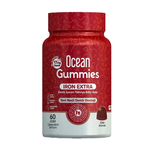 Orzax Ocean Gummies Iron Extra Demir İçeren Takviye Edici Gıda 60 Adet Çİğnenebilir Jel Form ürün görseli 1