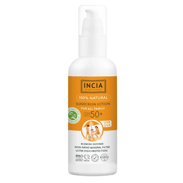 INCIA Doğal Tüm Aile için Güneş Losyonu Spf50+ 100 ml ürün görseli 1