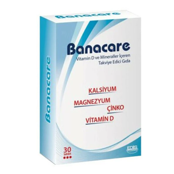Banacare Vitamin D ve Mineral İçeren Takviye Edici Gıda 30 Tablet ürün görseli 1
