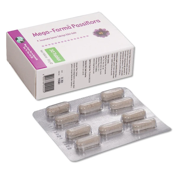 Mega-Farma Passiflora Takviye Edici Gıda 30 Tablet ürün görseli 1