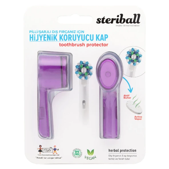 Steriball Pilli veya Şarjlı Diş Fırçaları İçin Hijyenik Diş Fırçası Kabı - Mor ürün görseli 1