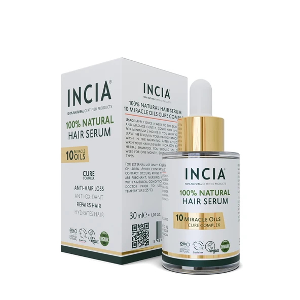 INCIA %100 Doğal 10 Mucizevi Yağ Saç Bakım Serumu 30 ml ürün görseli 1