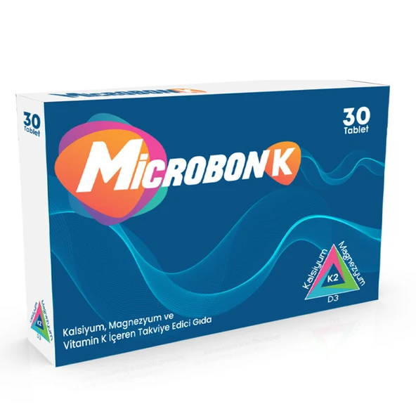 Microbon K Kalsiyum - Magnezyum ve Vitamin K İçeren Takviye Edici Gıda 30 Tablet ürün görseli 1