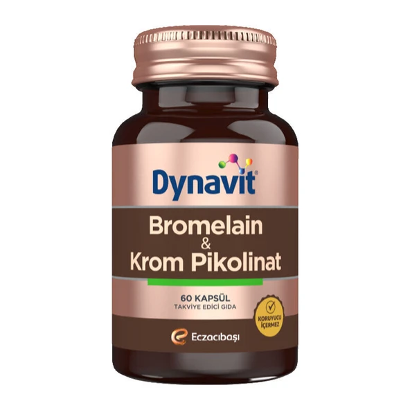 Dynavit Bromelain ve Krom Pikolinat İçeren Takviye Edici Gıda 60 Kapsül ürün görseli 1