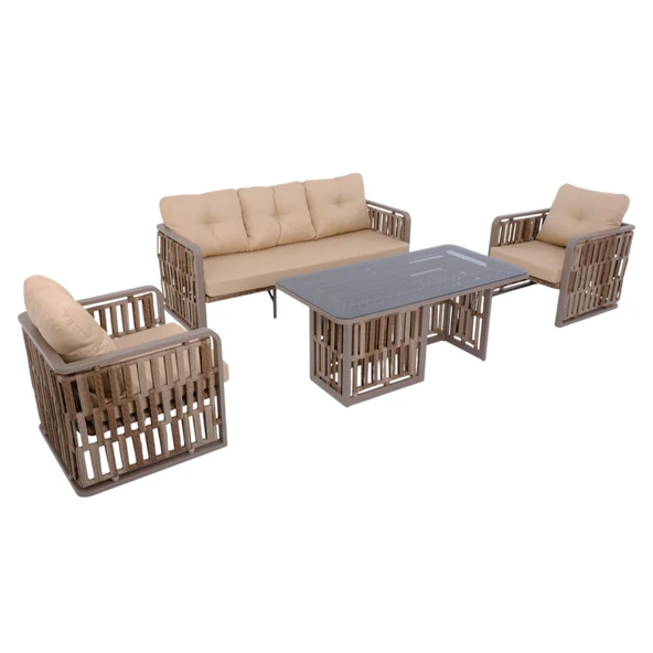 Talia | Rattan Bahçe Oturma Grubu | 3+1+1 Sehpalı Bahçe Takımı ürün görseli 1