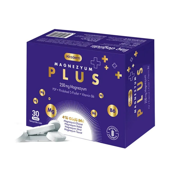 Miraderm Magnezyum Plus Takviye Edici Gıda 30 Tablet ürün görseli 1