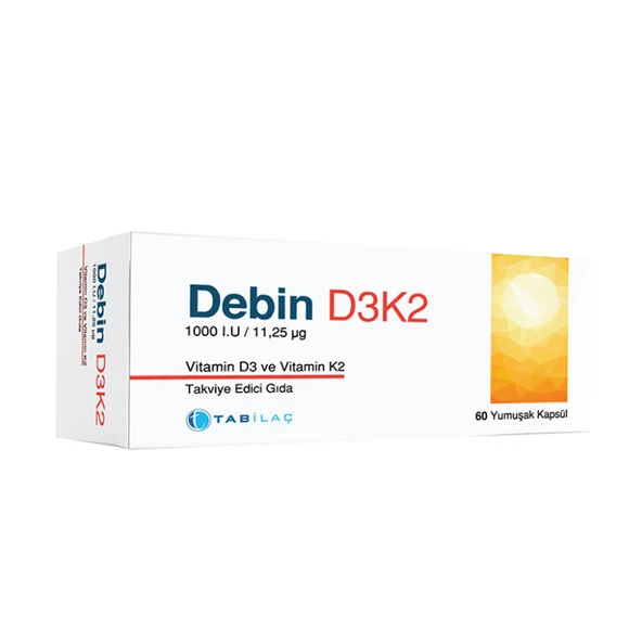 Debin D3K2 Takviye Edici Gıda 60 Yumuşak Kapsül ürün görseli 1