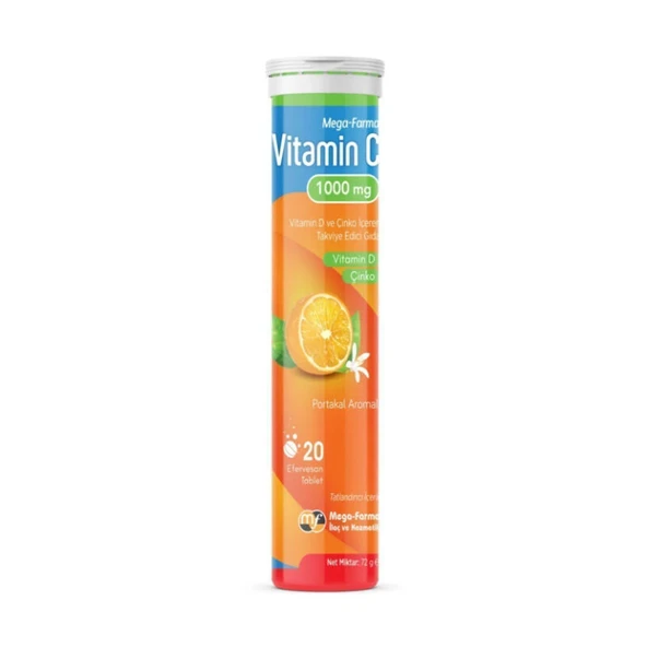 Mega Farma Vitamin C 1000 mg Takviye Edici Gıda 20 Efervesan Tablet ürün görseli 1