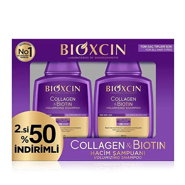 Bioxcin Collagen Biotin Saç Dökülmesine Karşı Şampuan 300 ml 2x300 ml ürün görseli 1