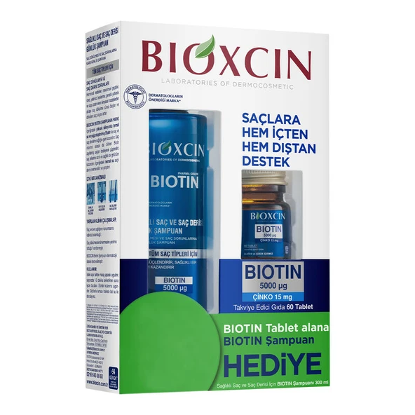 Bioxcin Biotin 5000 mg Çinko 15 mg ALANA Biotin Şampuan 300 ml HEDİYE ürün görseli 1