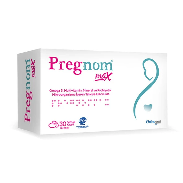 Orthogen Pregnom Max Takviye Edici Gıda 30 Yumuşak Kapsül ürün görseli 1