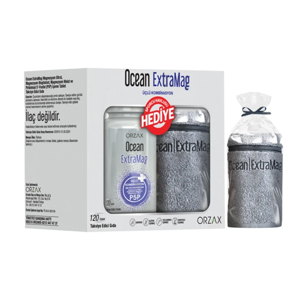 Orzax Ocean ExtraMag Üçlü Magnezyum Kombinasyonu 120 Tablet + Sporcu Havlusu Hediyeli ürün görseli 1