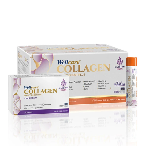 Wellcare Collagen Beauty Boost 10.000 mg 30 Tüp ve 30 Kapsül (Frenk Üzümü ve Portakal Aromalı) ürün görseli 1