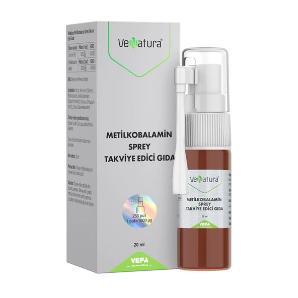 VeNatura Vitamin B12 Metilkobalamin Sprey Takviye Edici Gıda 20 ml ürün görseli 1