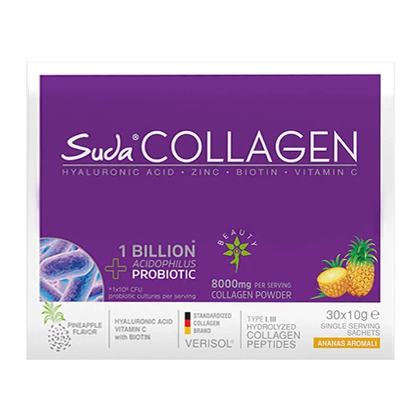 Suda Collagen Takviye Edici Gıda Ananas Aromalı 30 x 10 gr - Toz Saşe ürün görseli 1