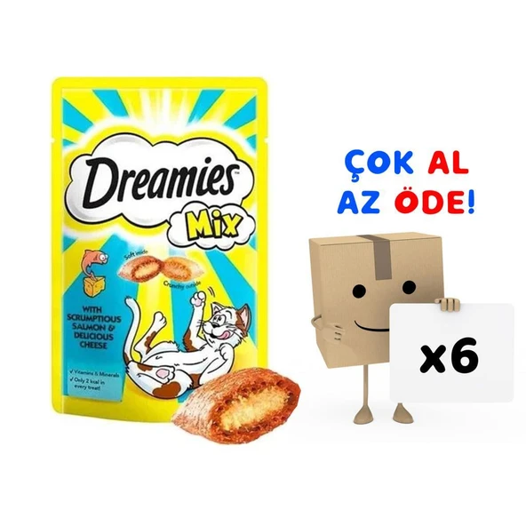 Dreamies Mix Somonlu ve Peynirli Kedi Ödülü 60 gr 6'lı Paket ürün görseli 1