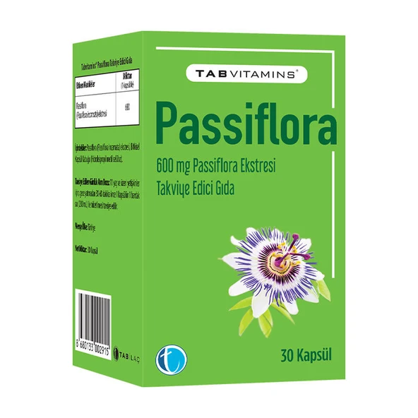 Tabvitamins Passiflora Ekstresi Takviye Edici Gıda 30 Kapsül ürün görseli 1