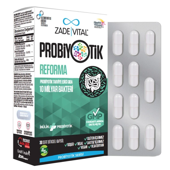 Zade Vital Probiyotik Reforma Takviye Edici Gıda 30 Bitkisel Kapsül ürün görseli 1