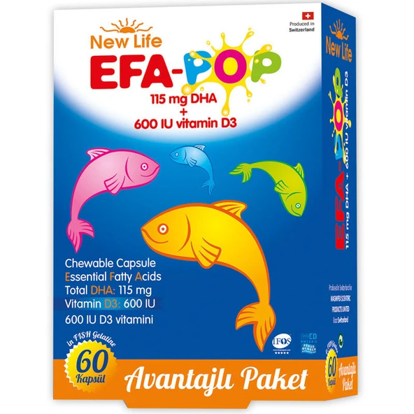 New Life EFA Pop Balık Yağı Takviye Edici Gıda 60 Çiğnenebilir Kapsül ürün görseli 1