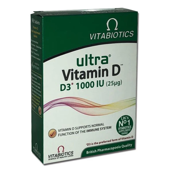Vitabiotics Ultra Vitamin D D3 1000 IU 96 Tablets ürün görseli 1