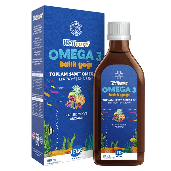 Wellcare Omega 3 Doğal Karışık Meyve Aromalı Balık Yağı 150 ml ürün görseli 1