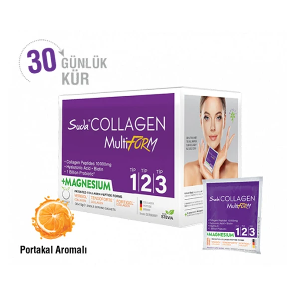 Suda Collagen Multiform+ Magnesium 30 x 15 gr - Portakal Aromalı ürün görseli 1