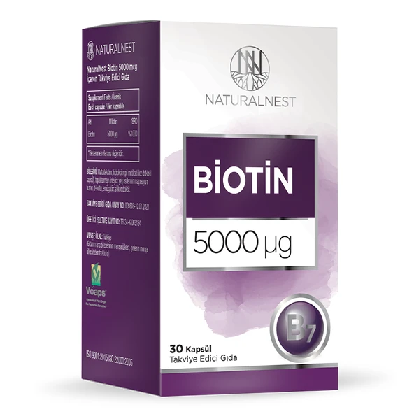 Naturalnest Biotin 5000 ug Takviye Edici Gıda 30 Kapsül ürün görseli 1