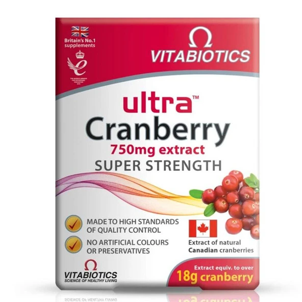 Vitabiotics Ultra Cranberry 750 mg Extract 30 Tablet ürün görseli 1