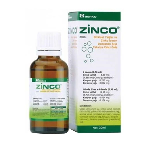 Zinco Bİtkisel Yağlar ve Çinko İçeren Takviye Edici Gıda 30 ml ürün görseli 1