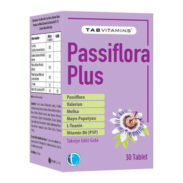 Tabvitamins Passiflora PlusTakviye Edici Gıda 30 Tablet ürün görseli 1