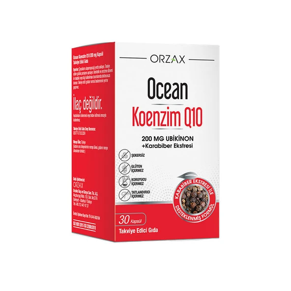 Orzax Ocean Koenzim Q10 200 mg Ubikinon 30 Kapsül ürün görseli 1