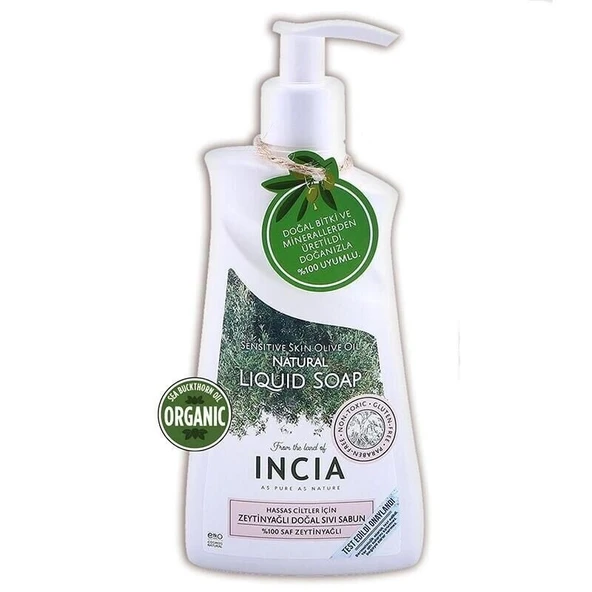 Incıa Hassas Ciltler İçin Zeytinyağlı Doğal Sıvı Sabun 250 ml ürün görseli 1