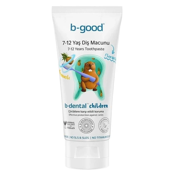 B-Good B-Dental 7-12 Yaş Çocuk Diş Macunu Florürlü Ananas 50 ml ürün görseli 1