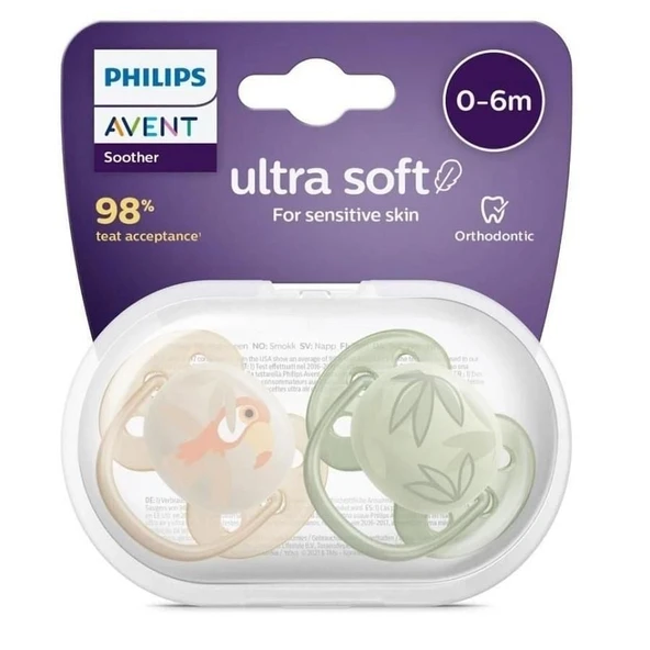 Avent Ultra Soft Yumuşak 2li Emzik 0-6 Ay Erkek ürün görseli 1