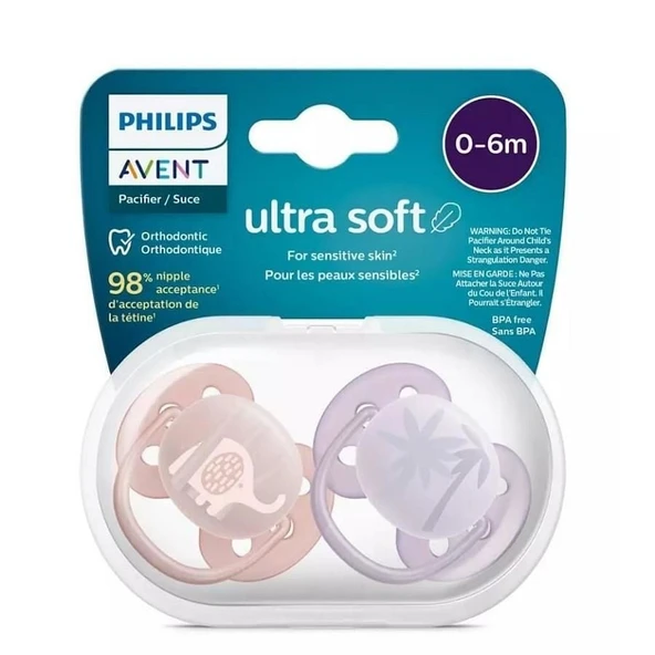 Avent SCF091/09 Ultra Soft 0-6 Ay 2'li Kız Emzik ürün görseli 1