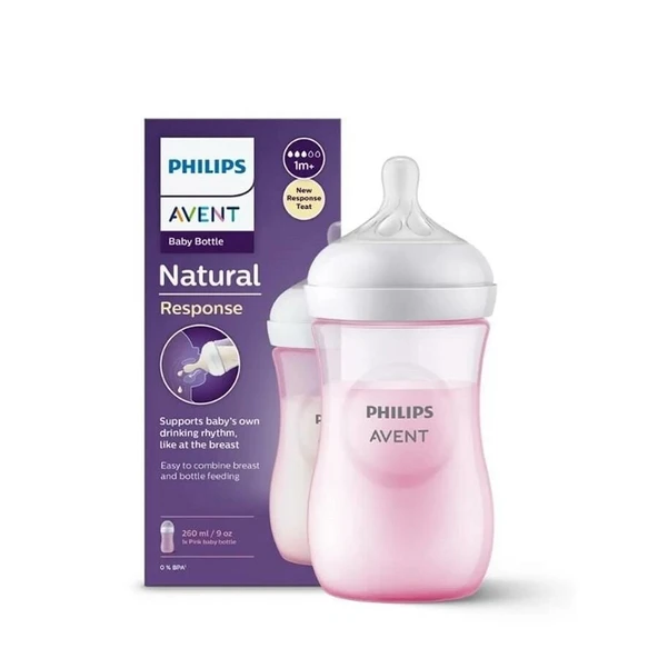 Avent Natural Response PP Pembe Biberon 1+ Ay 260 ml SCY903/11 ürün görseli 1