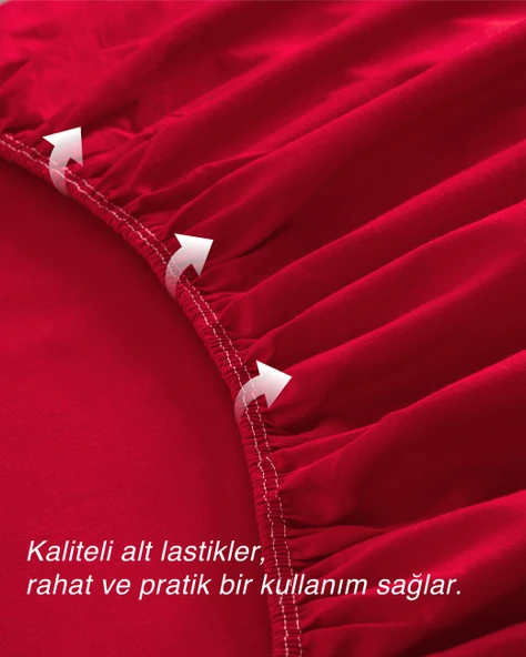MODELHOME Ranforce Akfil Kırmızı Lastikli Çarşaf Yastık Kılıflı Tek Çift Kişilik Battal Boy Fitted Çarşaf Seti ürün görseli 1