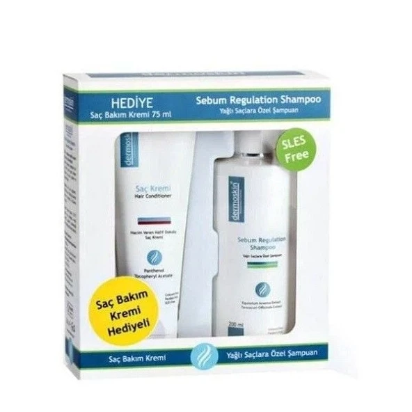 Dermoskin Şampuan Yağlı Saçlara Özel 200 ml + Saç Bakım Kremi 75 ml Hediye ürün görseli 1