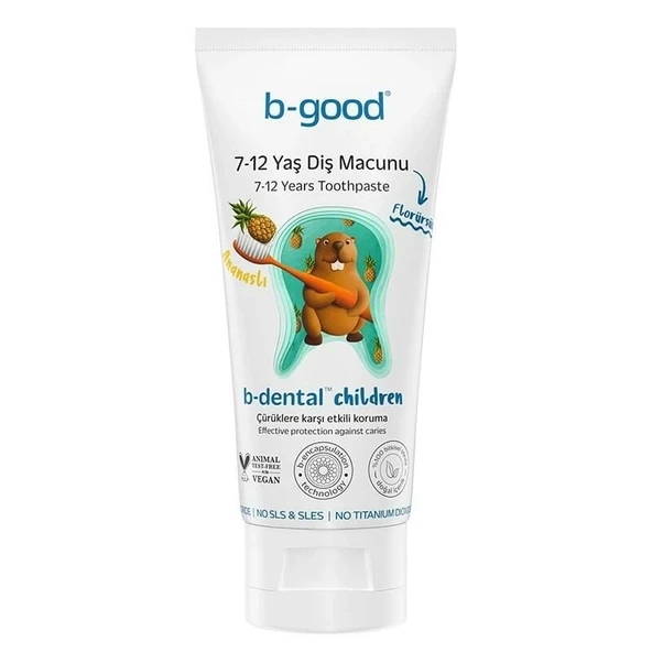 B-Good B-Dental 7-12 Yaş Çocuk Diş Macunu Florürsüz Ananas 50 ml ürün görseli 1